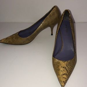 MIU MIU Yellow Snake Leather Pointed Heels